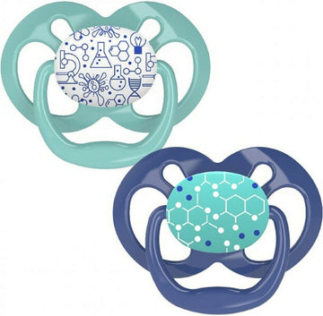 Dr Brown's Πιπίλες Σιλικόνης για 6-18 μηνών με Θήκη Νυκτός Blue-Green 2τμχ